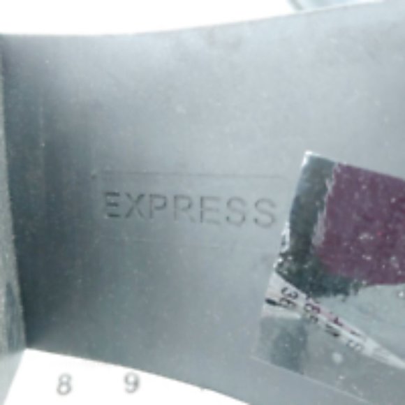 Express Womens Ankle Booties Black Zipper Almond Toe Cuban Heels Faux Leather 10 - Picture 9 of 10